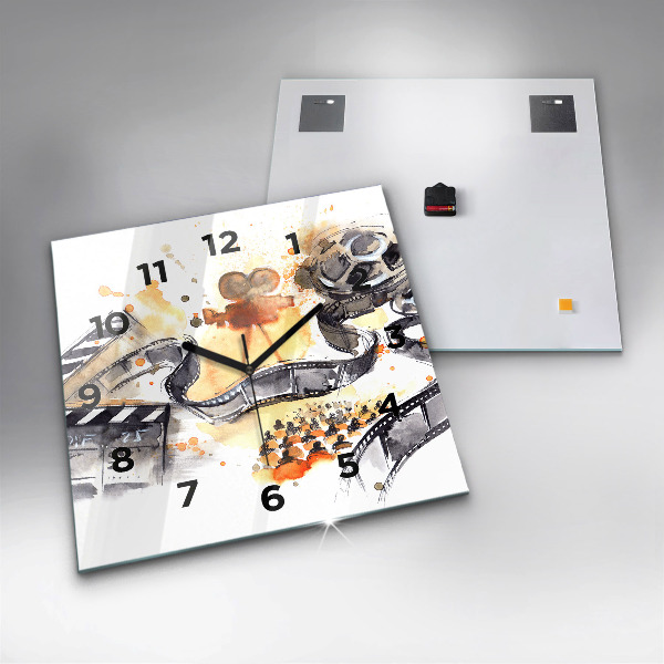 Square glass wall clock Cinematography camera
