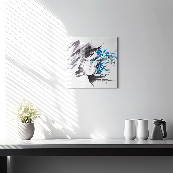 Square glass wall clock Abstract woman's face