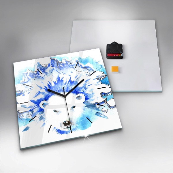 Square glass wall clock Bear on the ice background