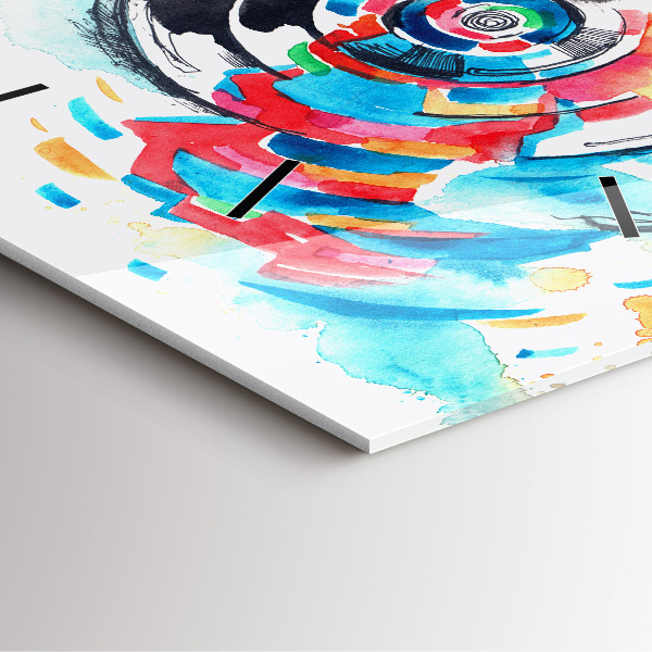 Square glass wall clock Woman photographer