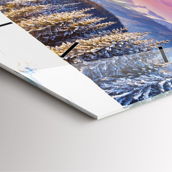 Square glass wall clock Winter Mountain Landscape