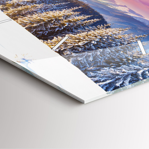 Square glass wall clock Winter Mountain Landscape