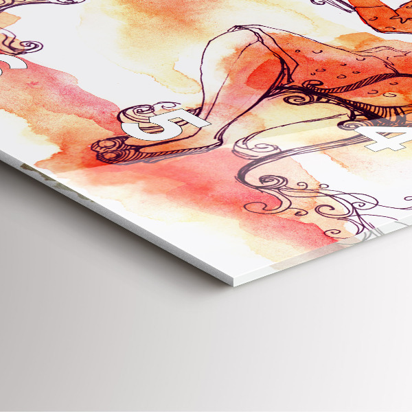 Square glass wall clock Woman drinking tea