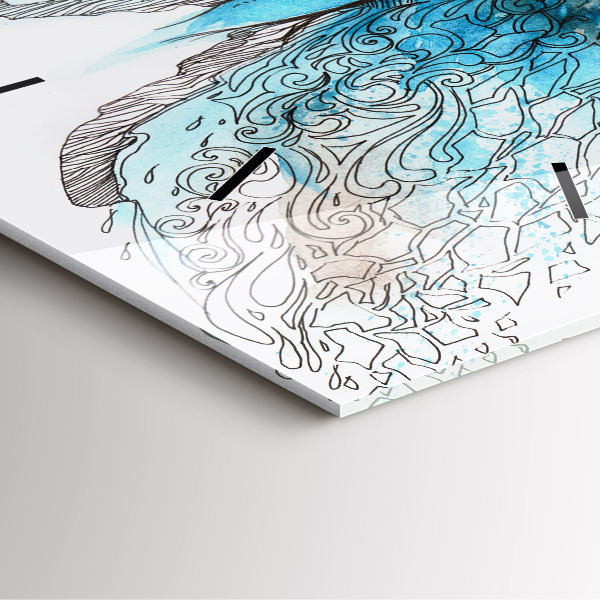 Square glass wall clock Butterfly face