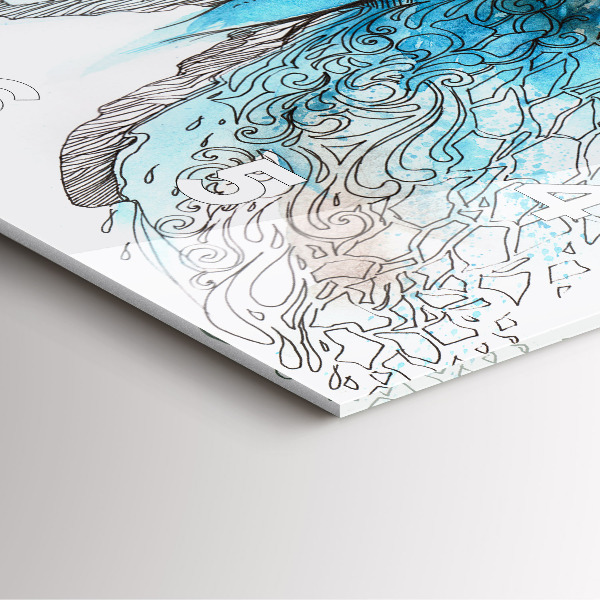 Square glass wall clock Butterfly face