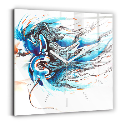 Square glass wall clock Illustration of a handset