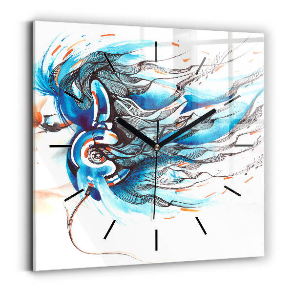 Square glass wall clock Illustration of a handset