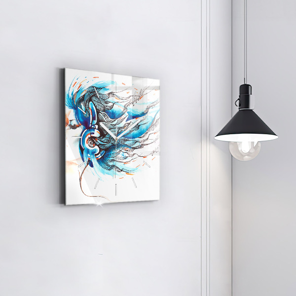 Square glass wall clock Illustration of a handset