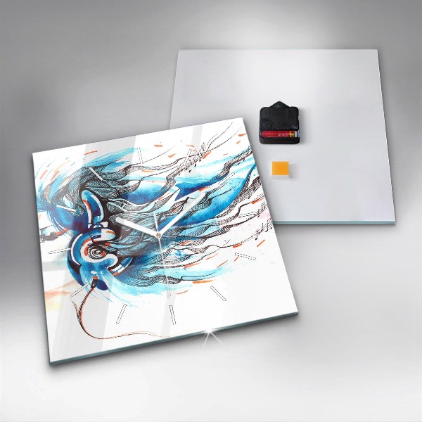 Square glass wall clock Illustration of a handset