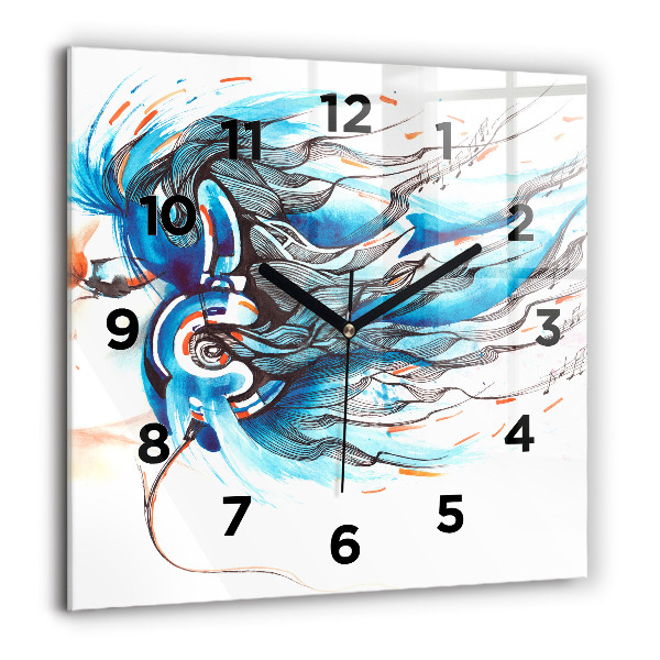 Square glass wall clock Illustration of a handset