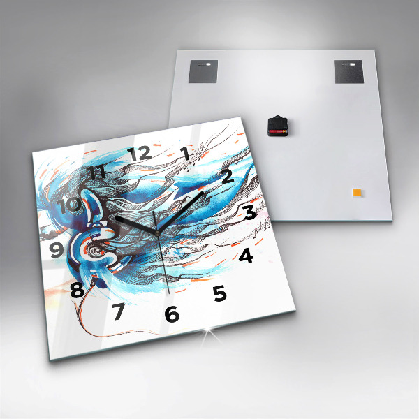 Square glass wall clock Illustration of a handset