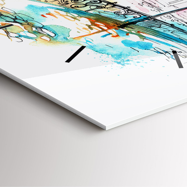 Square glass wall clock Painted Architecture