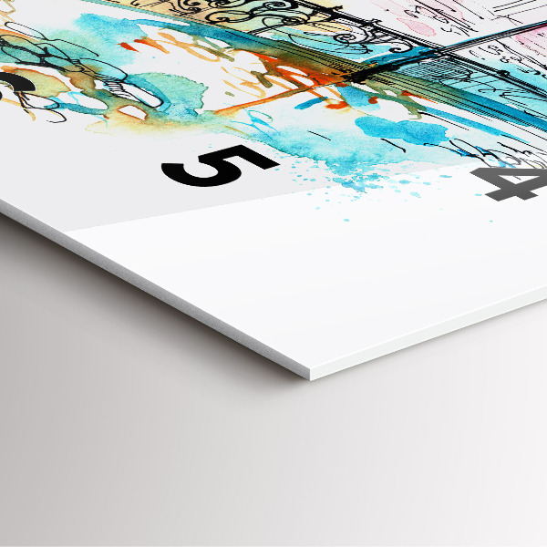Square glass wall clock Painted Architecture