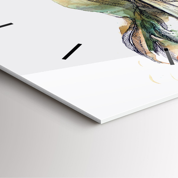 Square glass wall clock The bird and the book