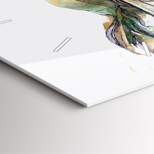 Square glass wall clock The bird and the book