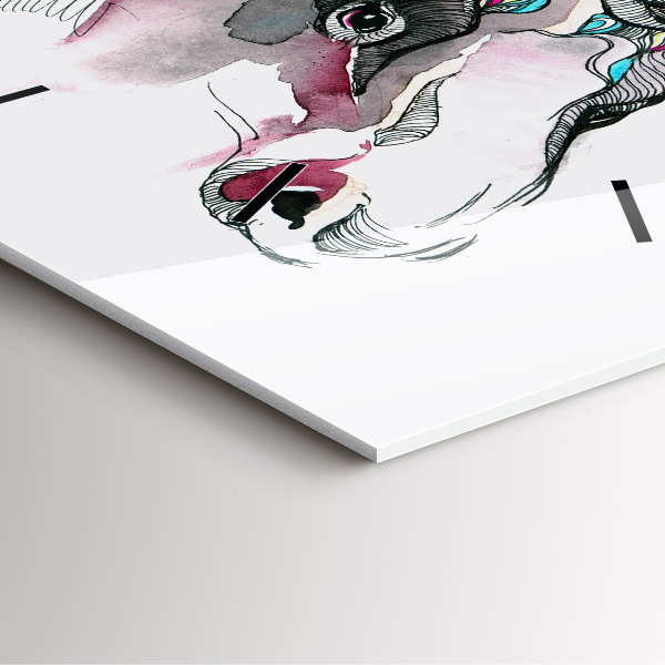 Square glass wall clock Moose abstract