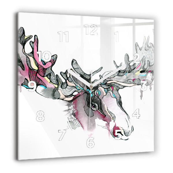 Square glass wall clock Moose abstract