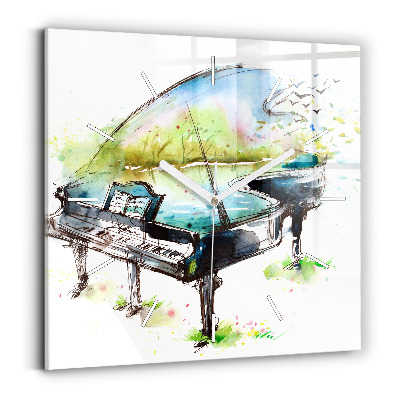 Square glass wall clock Illustration 4 Seasons