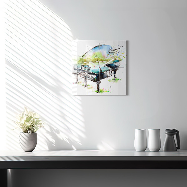 Square glass wall clock Illustration 4 Seasons