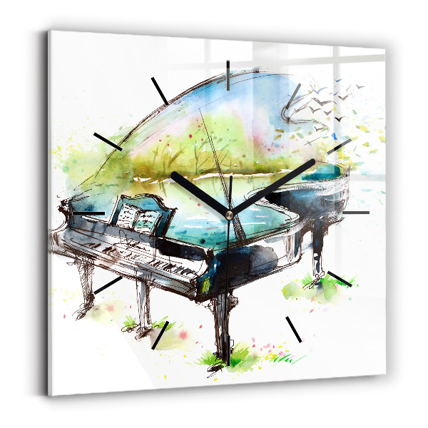 Square glass wall clock Illustration 4 Seasons
