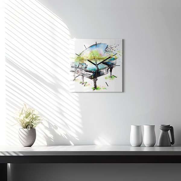 Square glass wall clock Illustration 4 Seasons