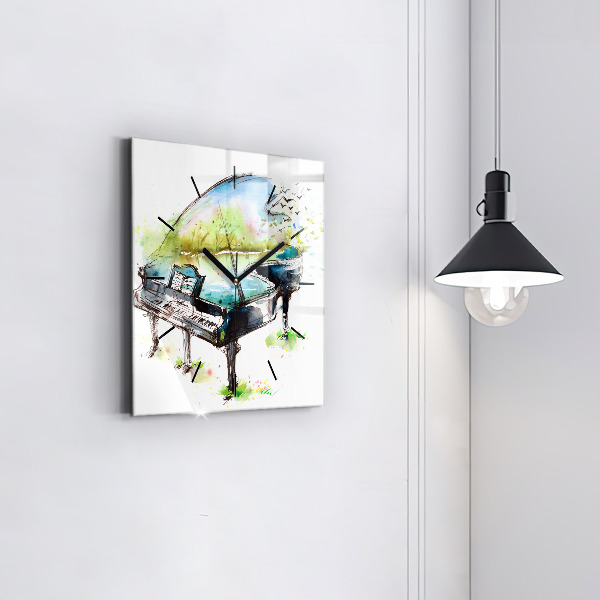 Square glass wall clock Illustration 4 Seasons