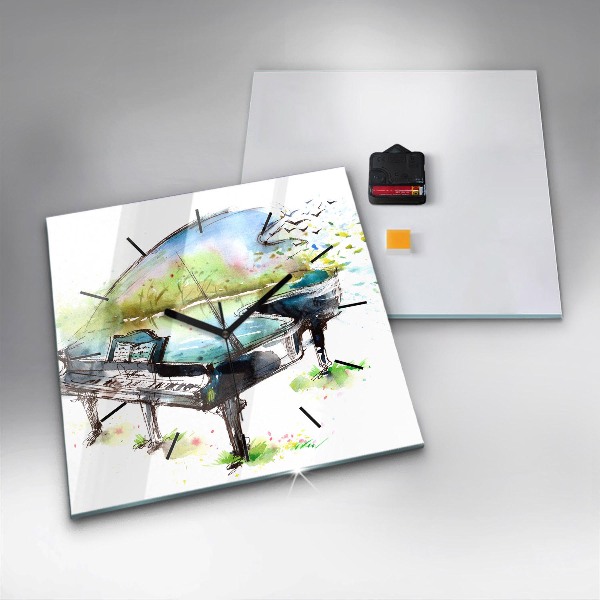 Square glass wall clock Illustration 4 Seasons