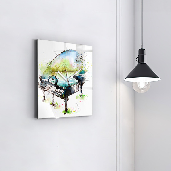 Square glass wall clock Illustration 4 Seasons