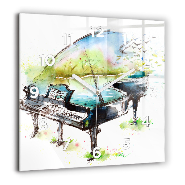 Square glass wall clock Illustration 4 Seasons