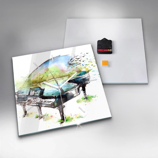 Square glass wall clock Illustration 4 Seasons