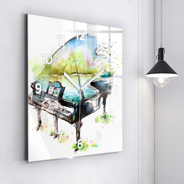 Square glass wall clock Illustration 4 Seasons