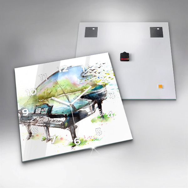 Square glass wall clock Illustration 4 Seasons