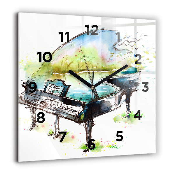 Square glass wall clock Illustration 4 Seasons