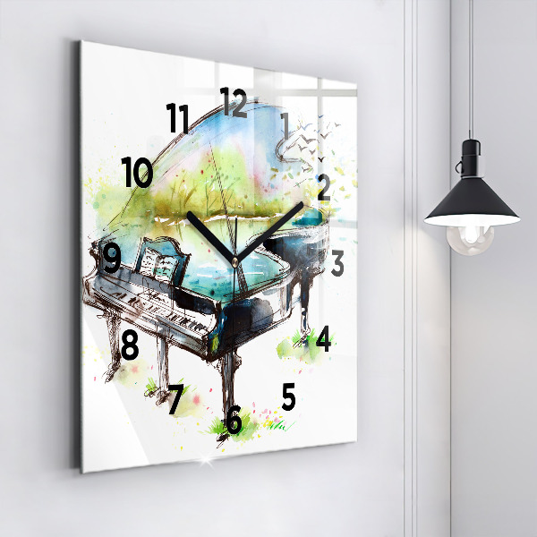 Square glass wall clock Illustration 4 Seasons