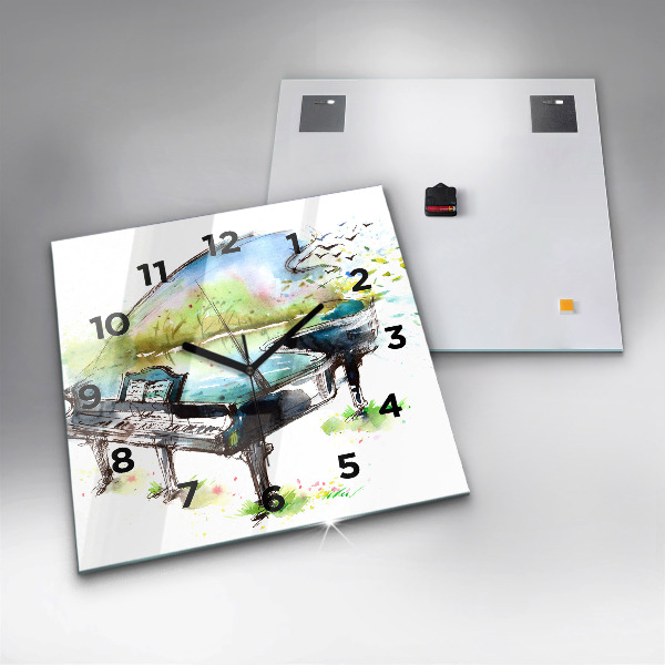 Square glass wall clock Illustration 4 Seasons