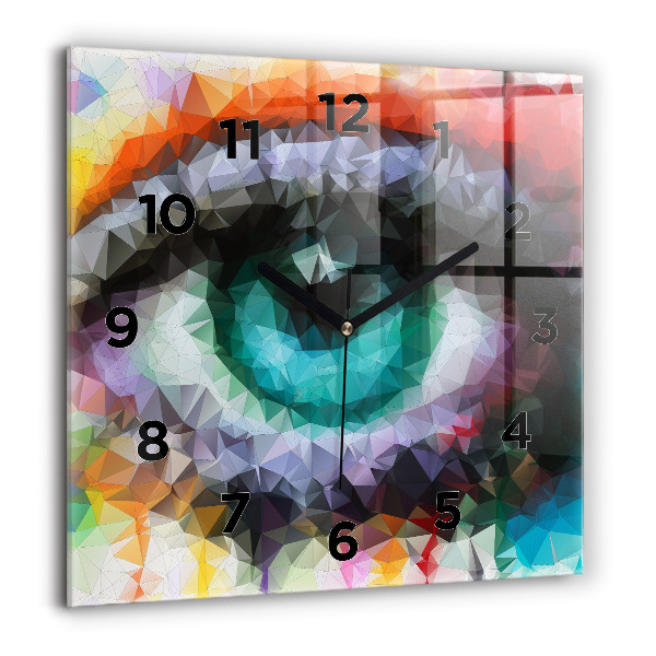 Square glass wall clock Colorful human eye