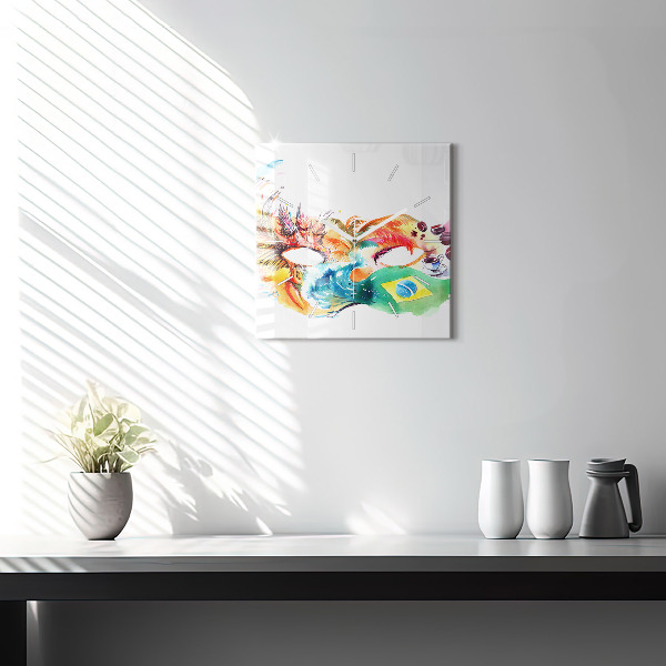 Square glass wall clock Culture - Brazilian flag