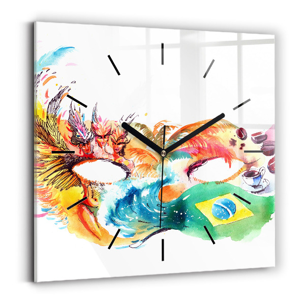 Square glass wall clock Culture - Brazilian flag