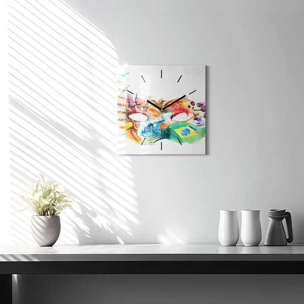 Square glass wall clock Culture - Brazilian flag