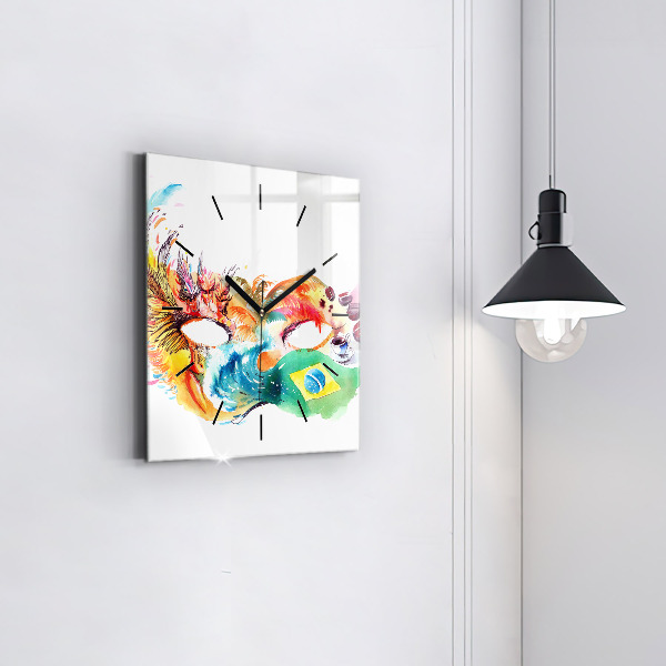 Square glass wall clock Culture - Brazilian flag