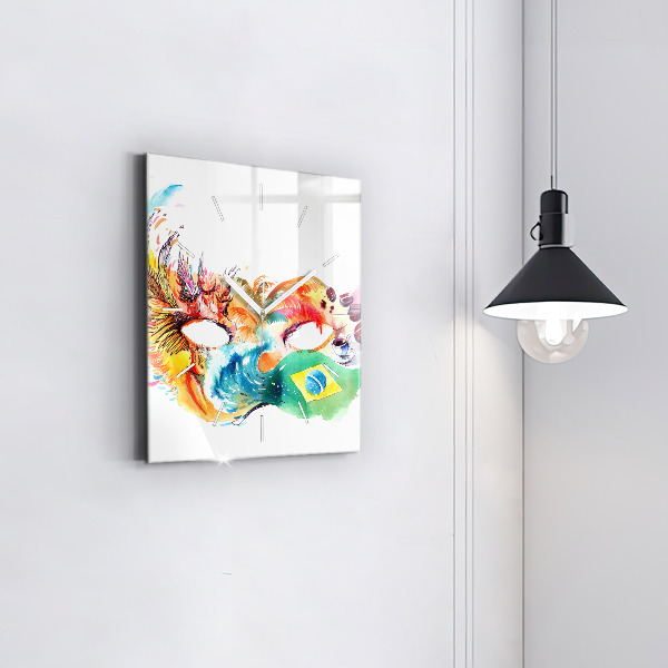Square glass wall clock Culture - Brazilian flag