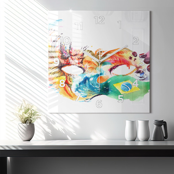 Square glass wall clock Culture - Brazilian flag