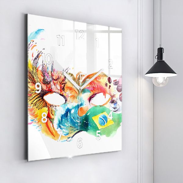 Square glass wall clock Culture - Brazilian flag