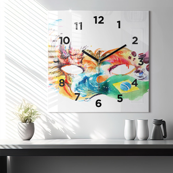 Square glass wall clock Culture - Brazilian flag