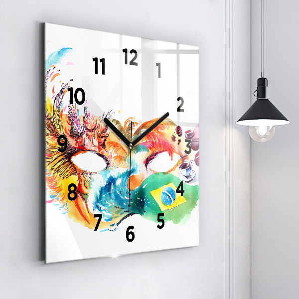 Square glass wall clock Culture - Brazilian flag