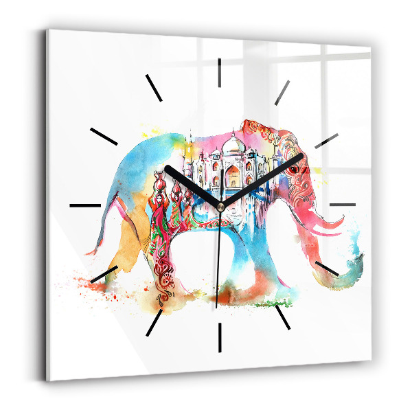 Square glass wall clock Indian Culture