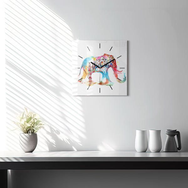 Square glass wall clock Indian Culture