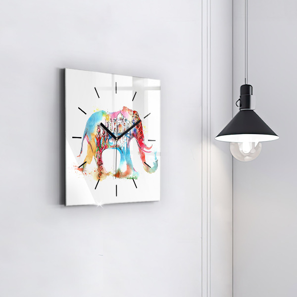 Square glass wall clock Indian Culture