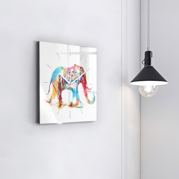 Square glass wall clock Indian Culture