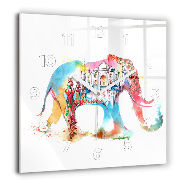 Square glass wall clock Indian Culture